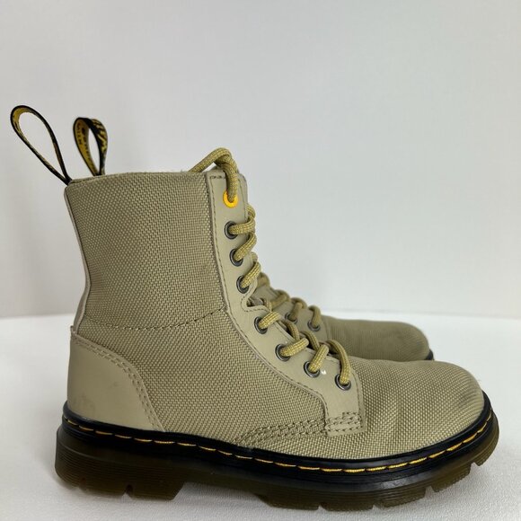 Dr. Martens Other - Dr. Martens Youth Combat Boots Size 13 Lace Up Side Zip Beige Canvas